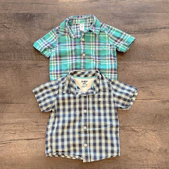 Carter’s/Osh Kosh B’gosh 18 Month BUNDLE (2) Plaid Button Down Shirts - Picture 1 of 12